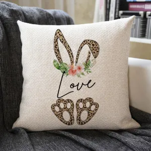 Cute Rabbit Linen Pillowcase