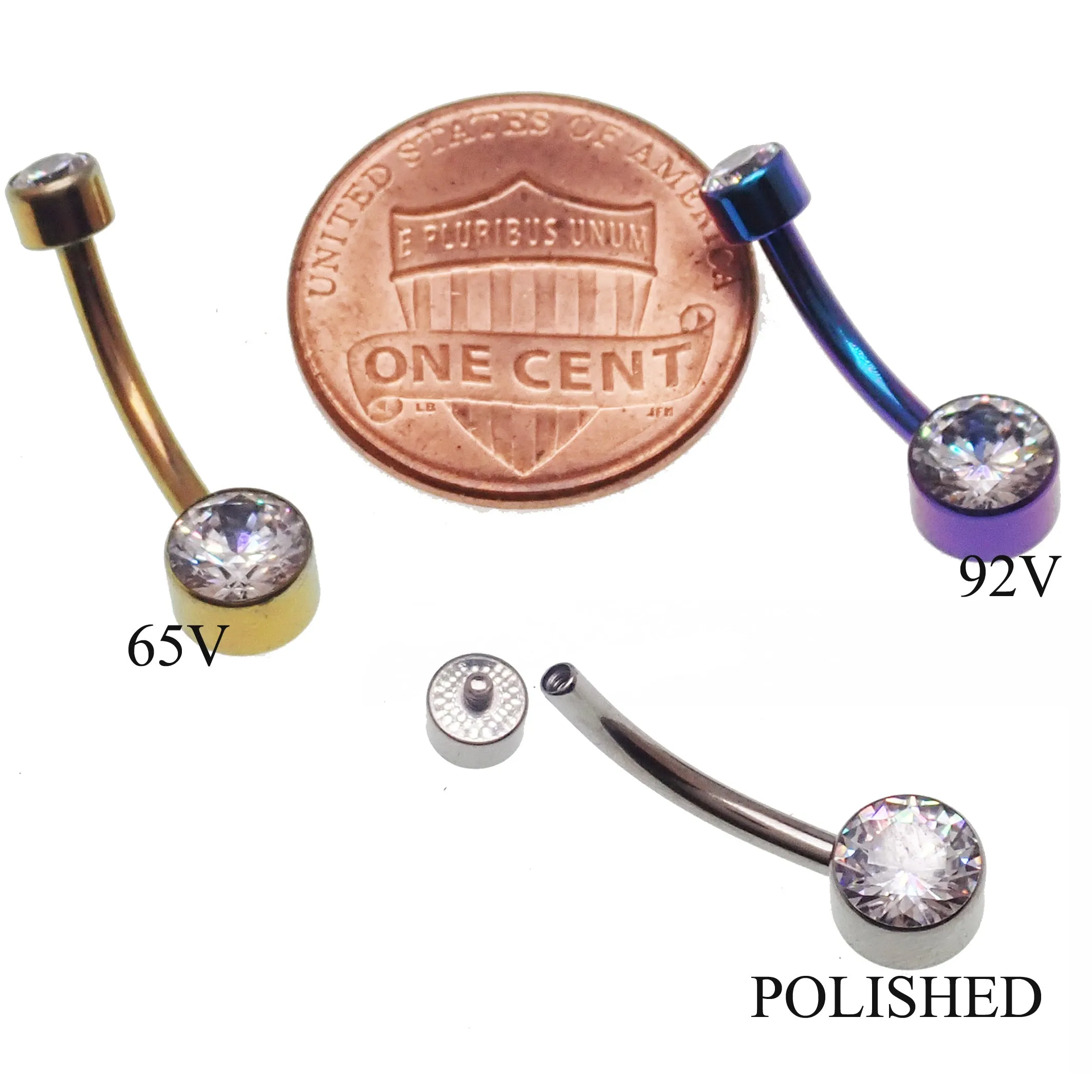 CZ Bezel Belly Bar 14g