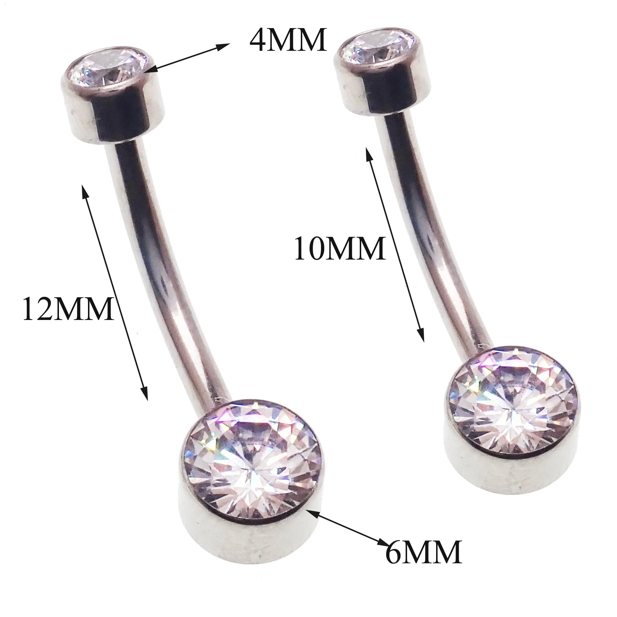 CZ Bezel Belly Bar 14g