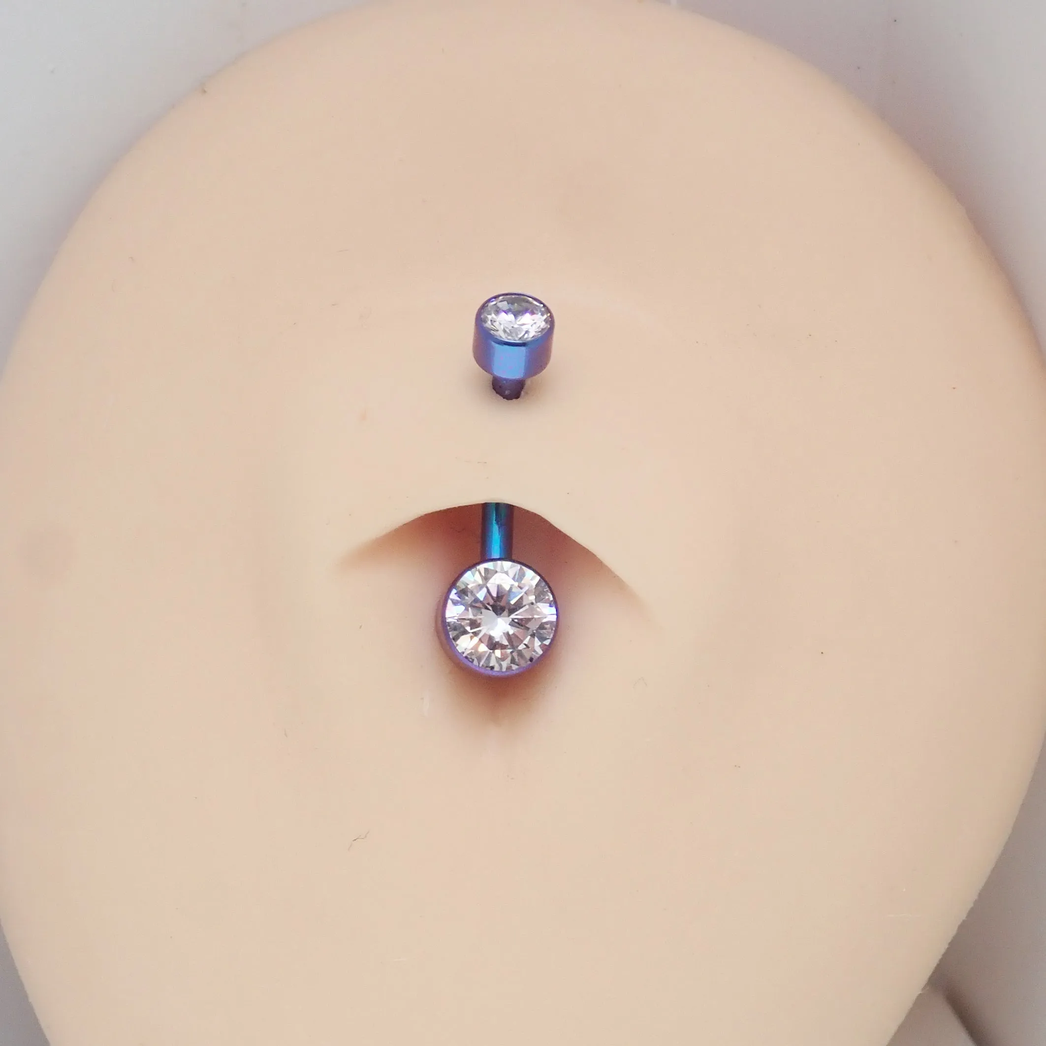 CZ Bezel Belly Bar 14g