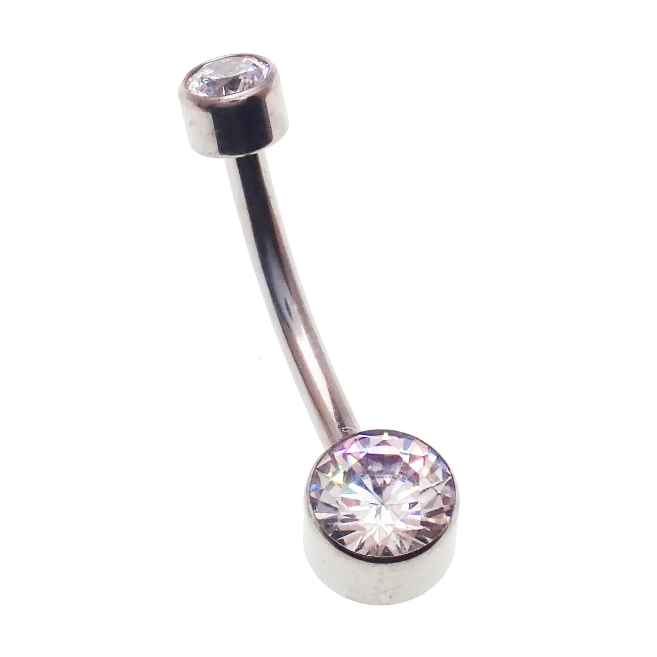 CZ Bezel Belly Bar 14g