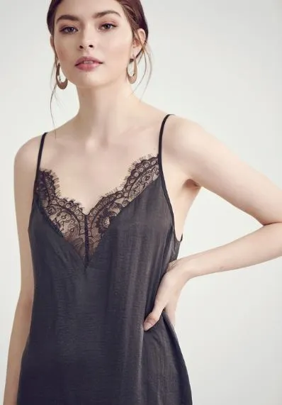 DESERT DAZE LACE SLIP DRESS GREY