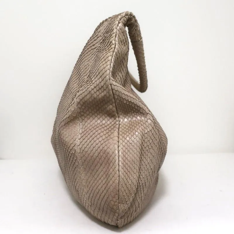 Devi Kroell Snakeskin Hobo Beige Extra Large Shoulder Bag