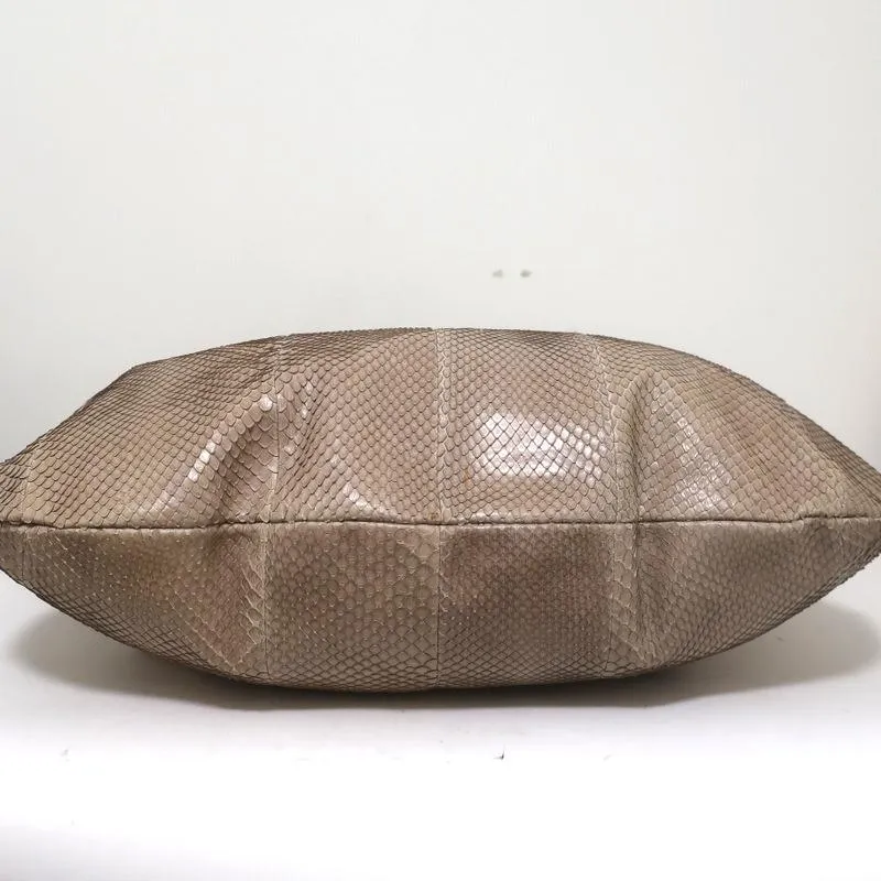 Devi Kroell Snakeskin Hobo Beige Extra Large Shoulder Bag