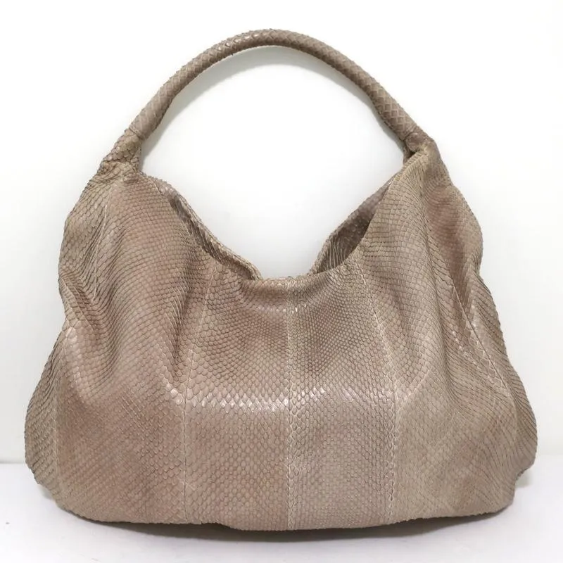 Devi Kroell Snakeskin Hobo Beige Extra Large Shoulder Bag