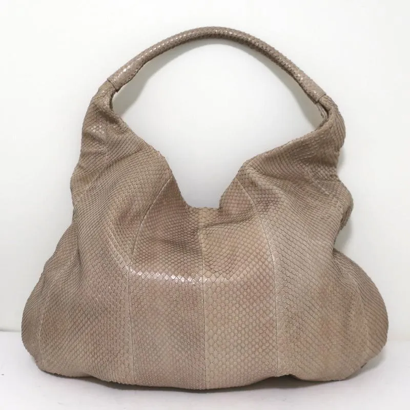 Devi Kroell Snakeskin Hobo Beige Extra Large Shoulder Bag
