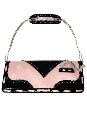 Dior Pink   Black Satin Heart Bag