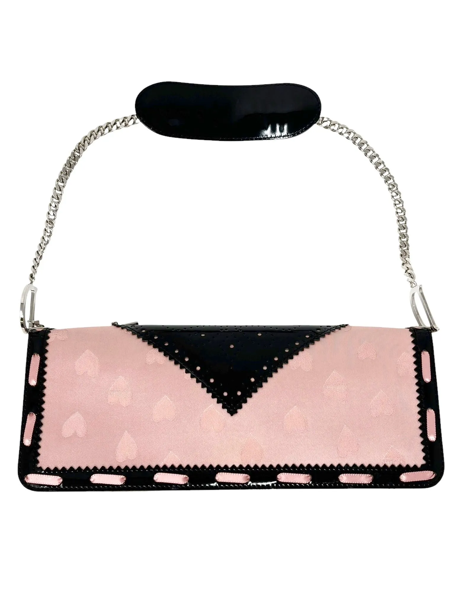 Dior Pink   Black Satin Heart Bag