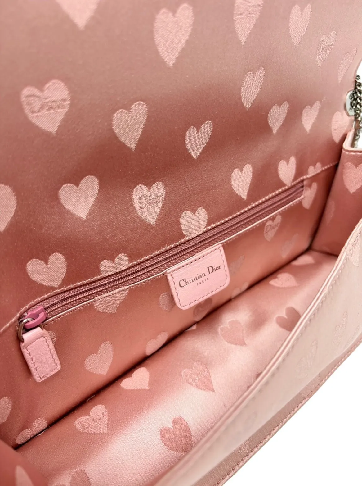 Dior Pink   Black Satin Heart Bag