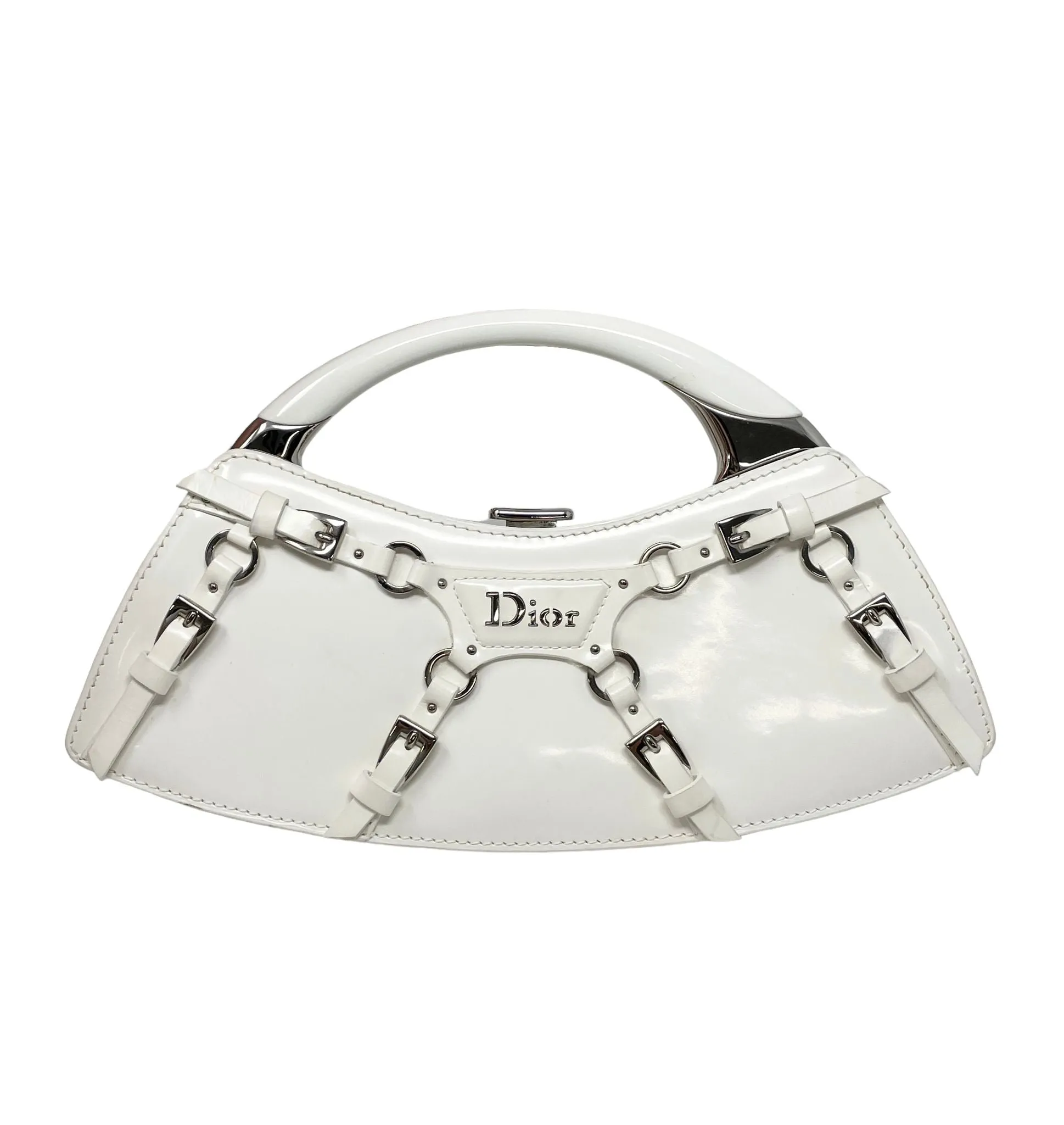 Dior White Bondage Clutch