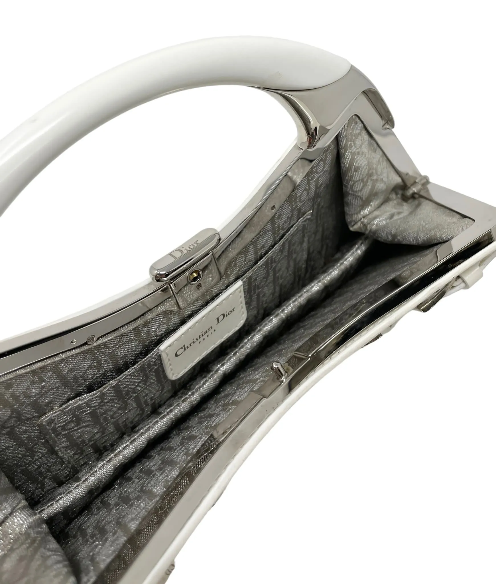 Dior White Bondage Clutch
