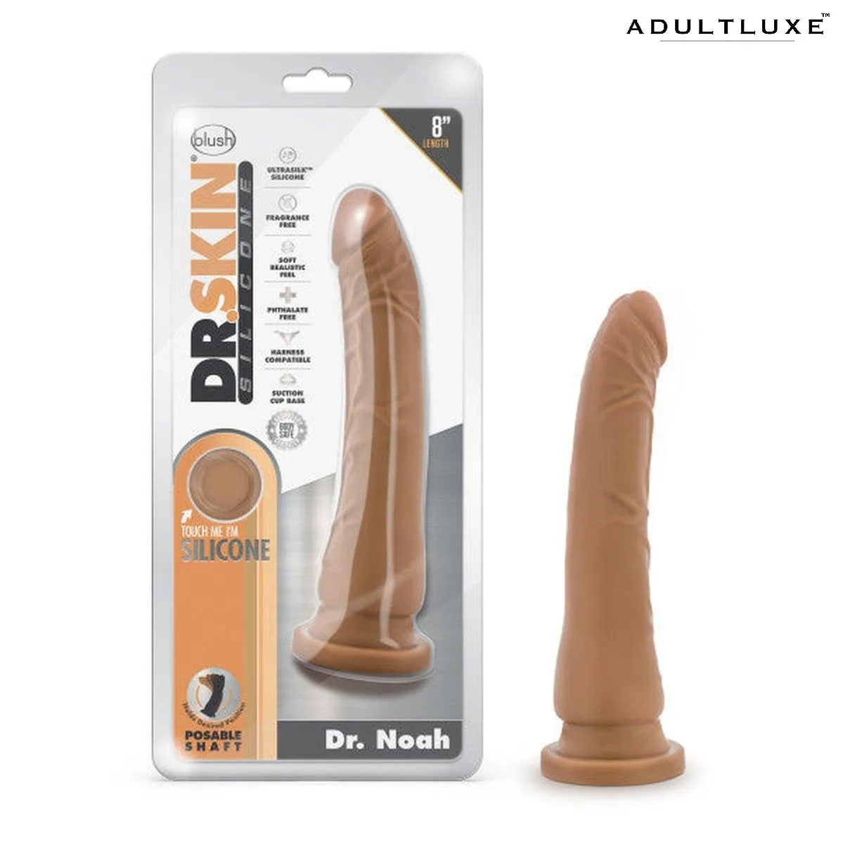 Dr. Noah 8 inch Mocha Silicone Dildo