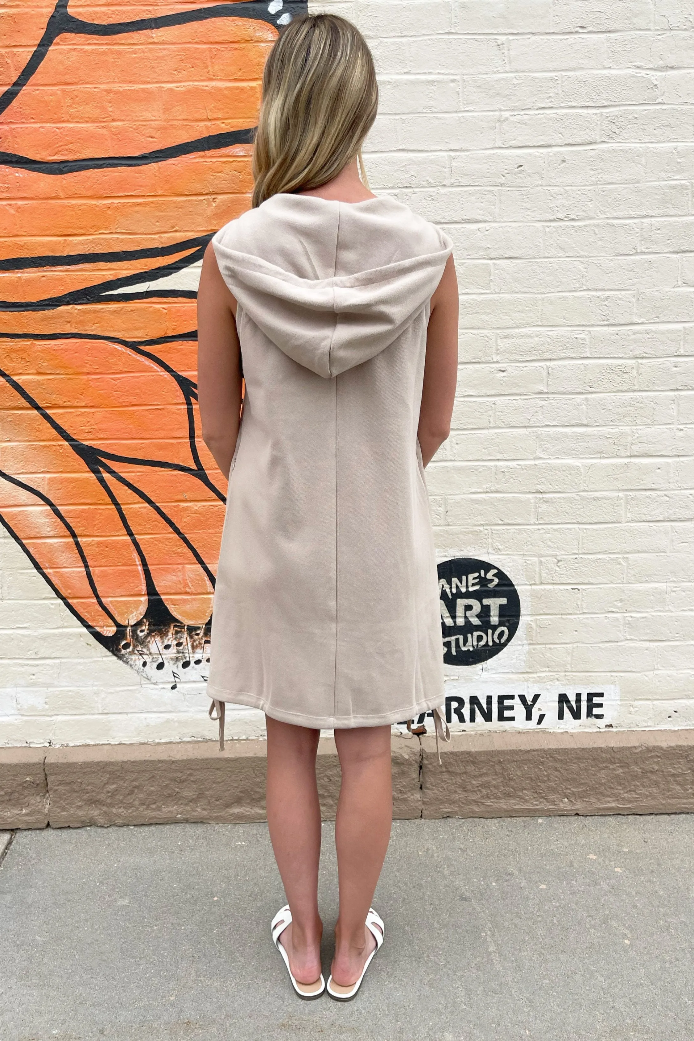 Drawcord Hooded Mini Dress
