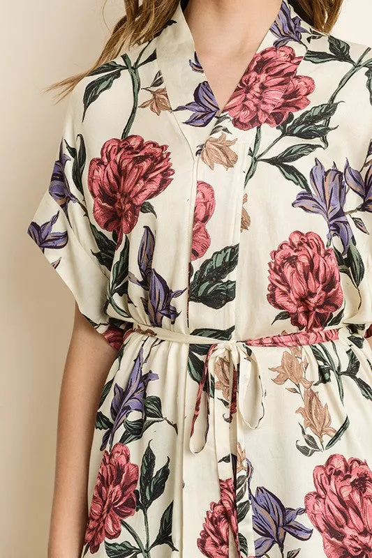 DREAMY FLORAL KIMONO DRESS IVORY