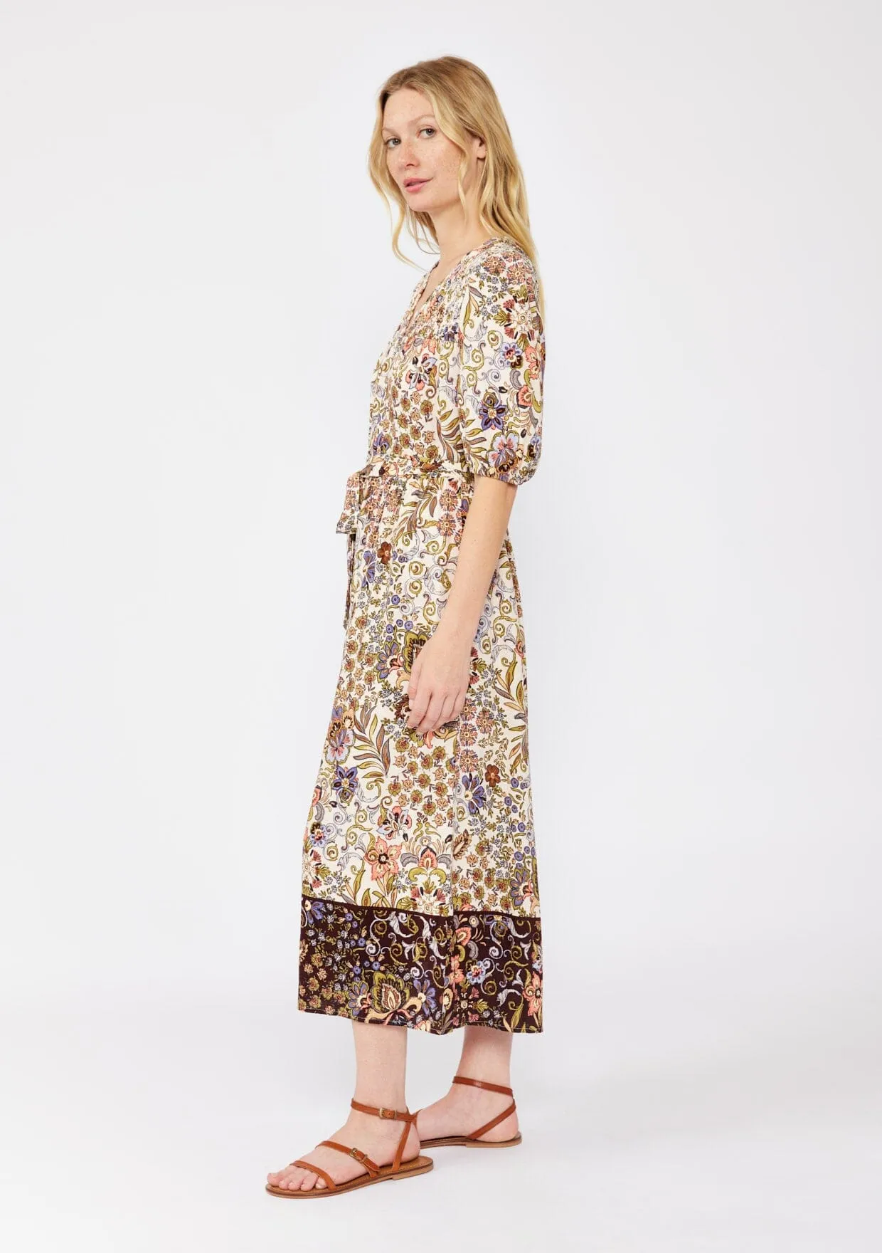 Earthy Bloom Midi Dress