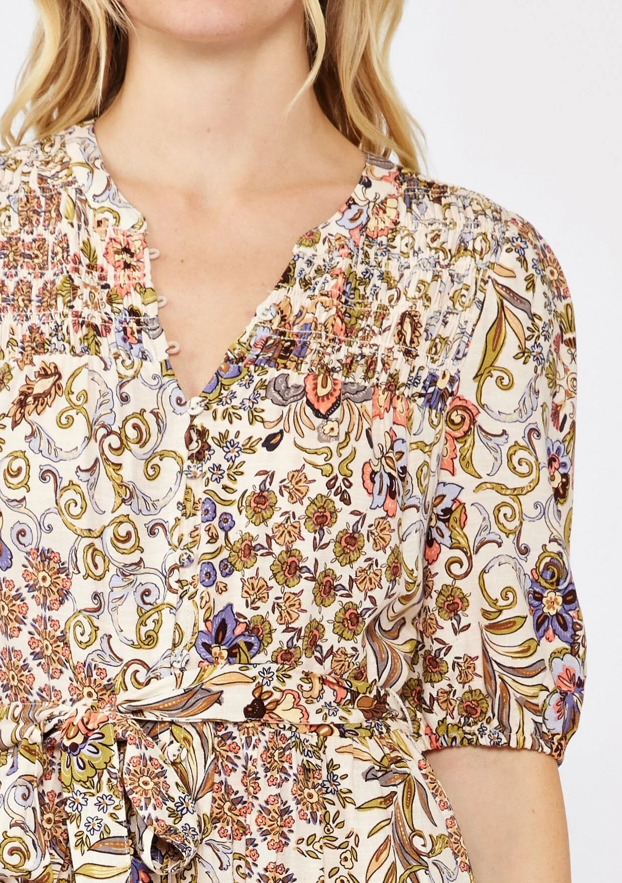 Earthy Bloom Midi Dress