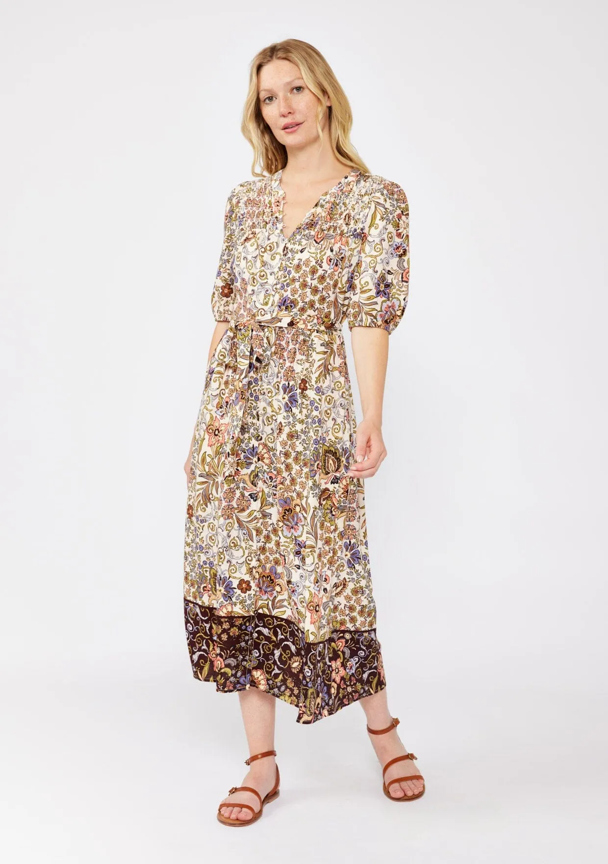 Earthy Bloom Midi Dress