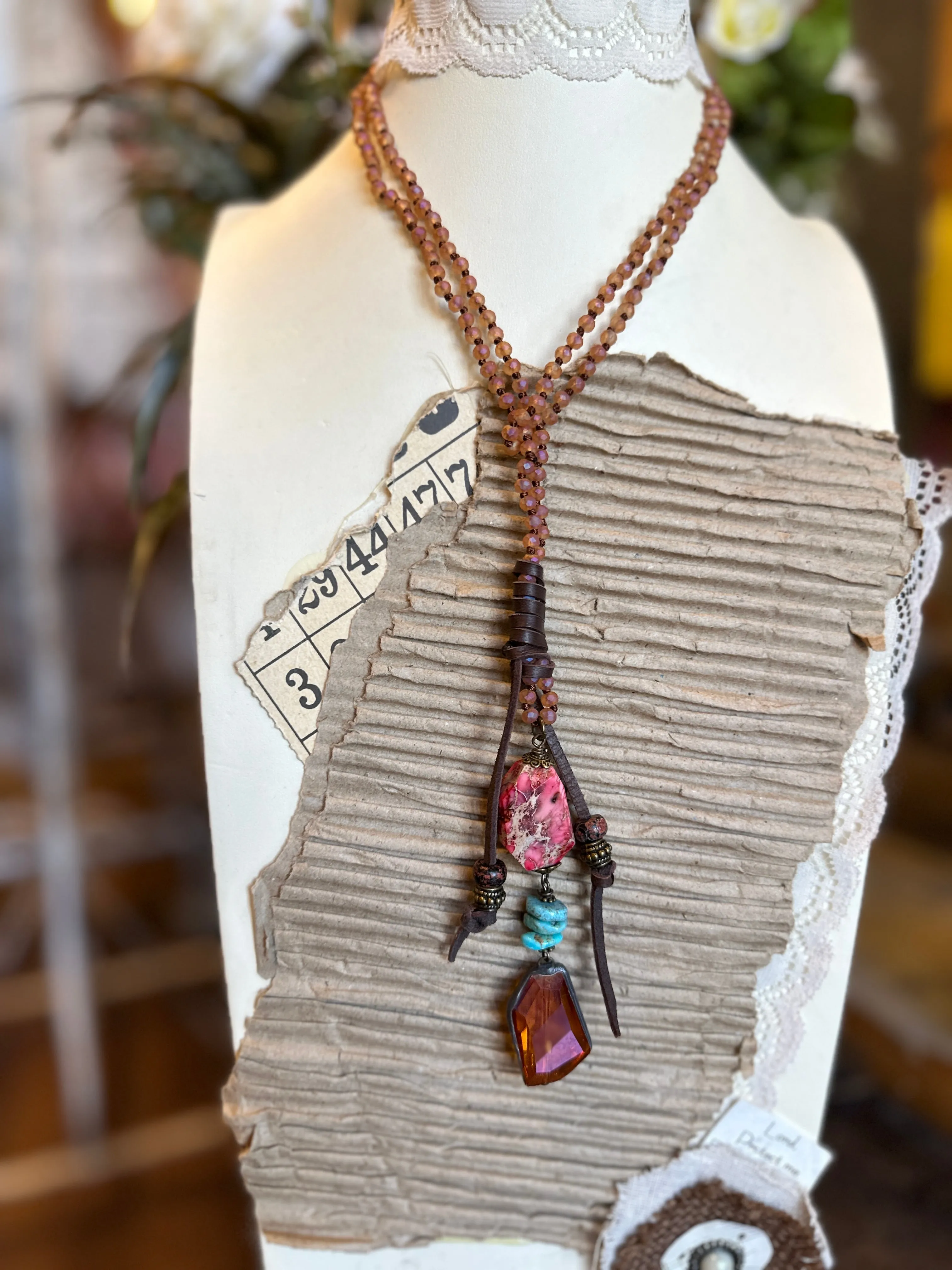 Earthy Brights Hand Knotted Long Necklace