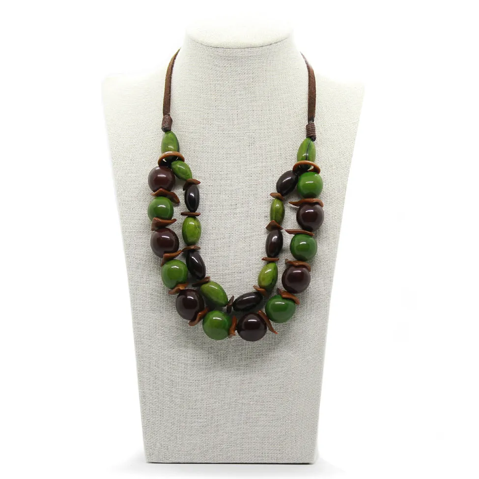 Earthy: Green Layers Tagua Necklace Set