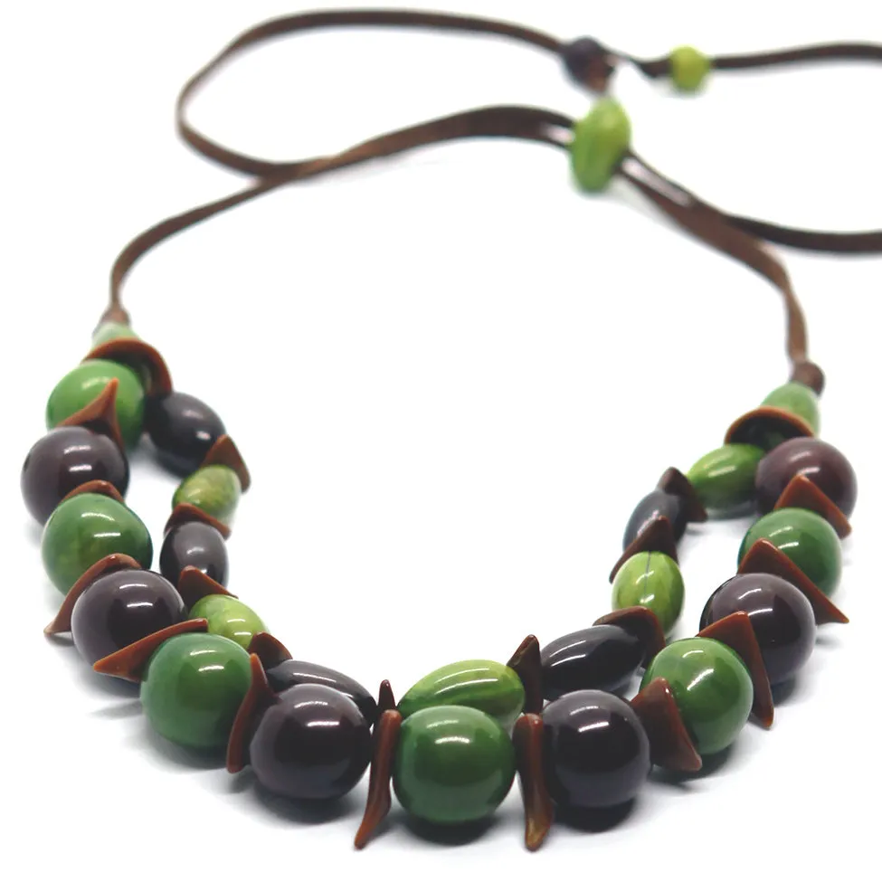 Earthy: Green Layers Tagua Necklace Set
