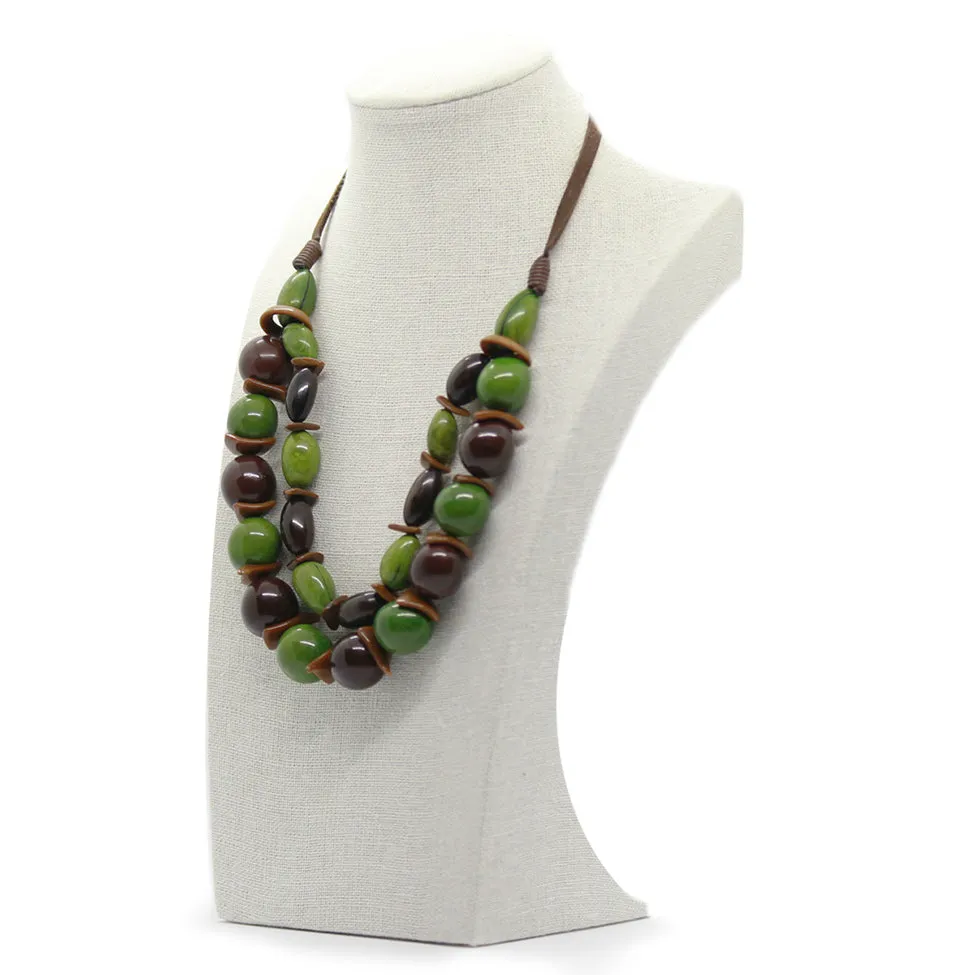 Earthy: Green Layers Tagua Necklace Set