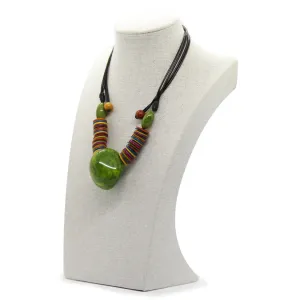 Earthy: Green Tagua Heart Pendant Necklace Set