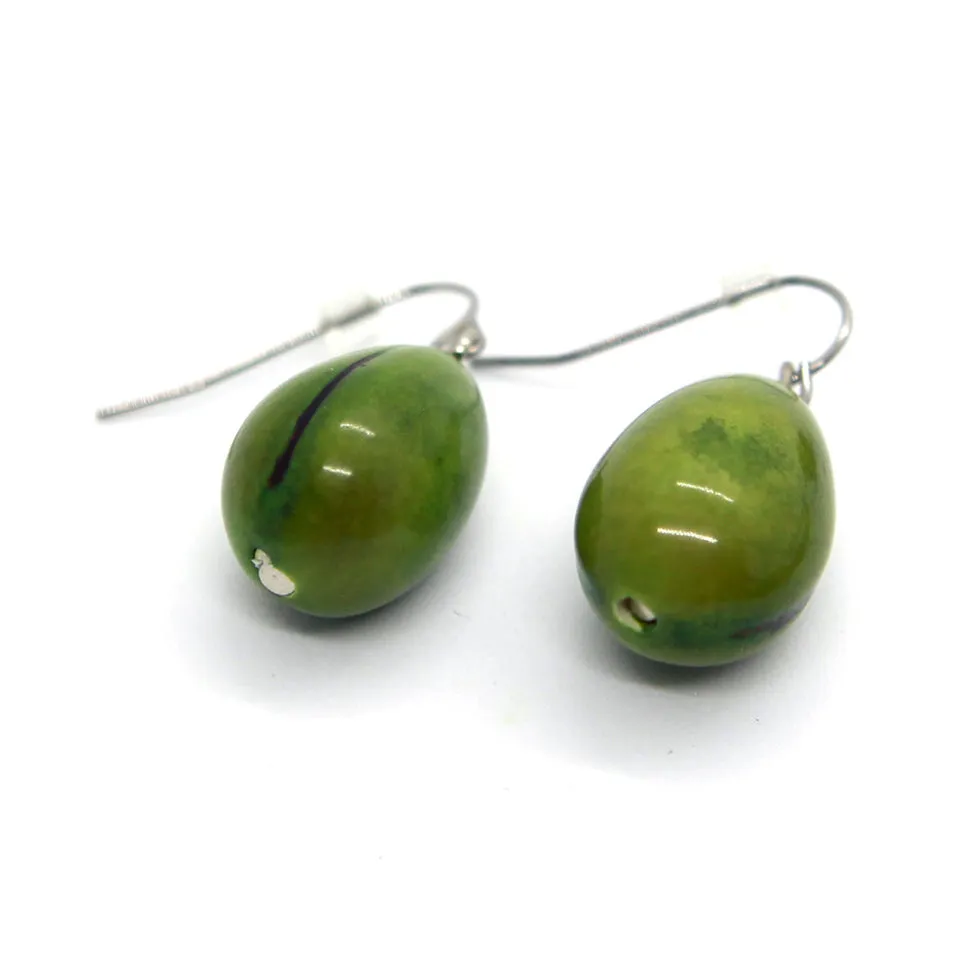 Earthy: Green Tagua Heart Pendant Necklace Set