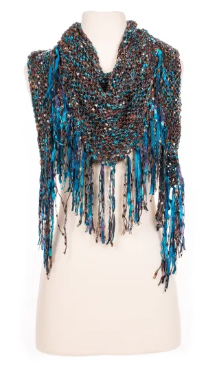 Earthy Teal Knit Shawl