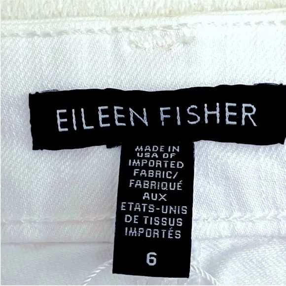 Eileen Fisher Womens White Stretchy OrganicCotton Jeans Sz 6