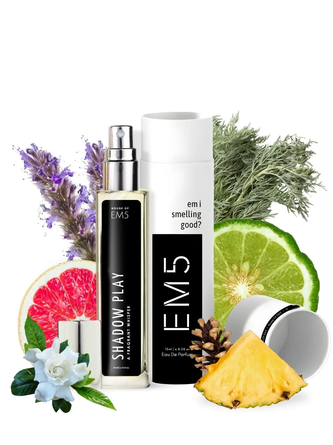 EM5™ Shadow Play Unisex Perfume EDP Spray | Earthy Woody Sweet Citrus Fragrance for Men & Women | Luxury Gift for Him / Her | Variants Available: 50 ml Spray / 15 ml Spray