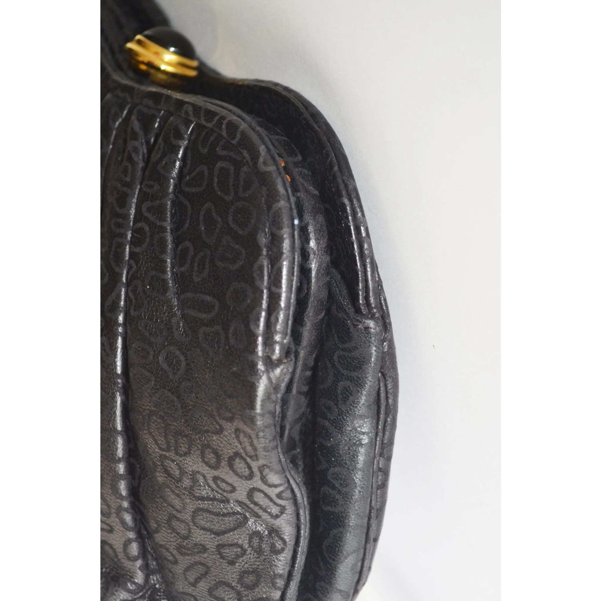 Embossed Black Leather Clutch Purse By Tiras