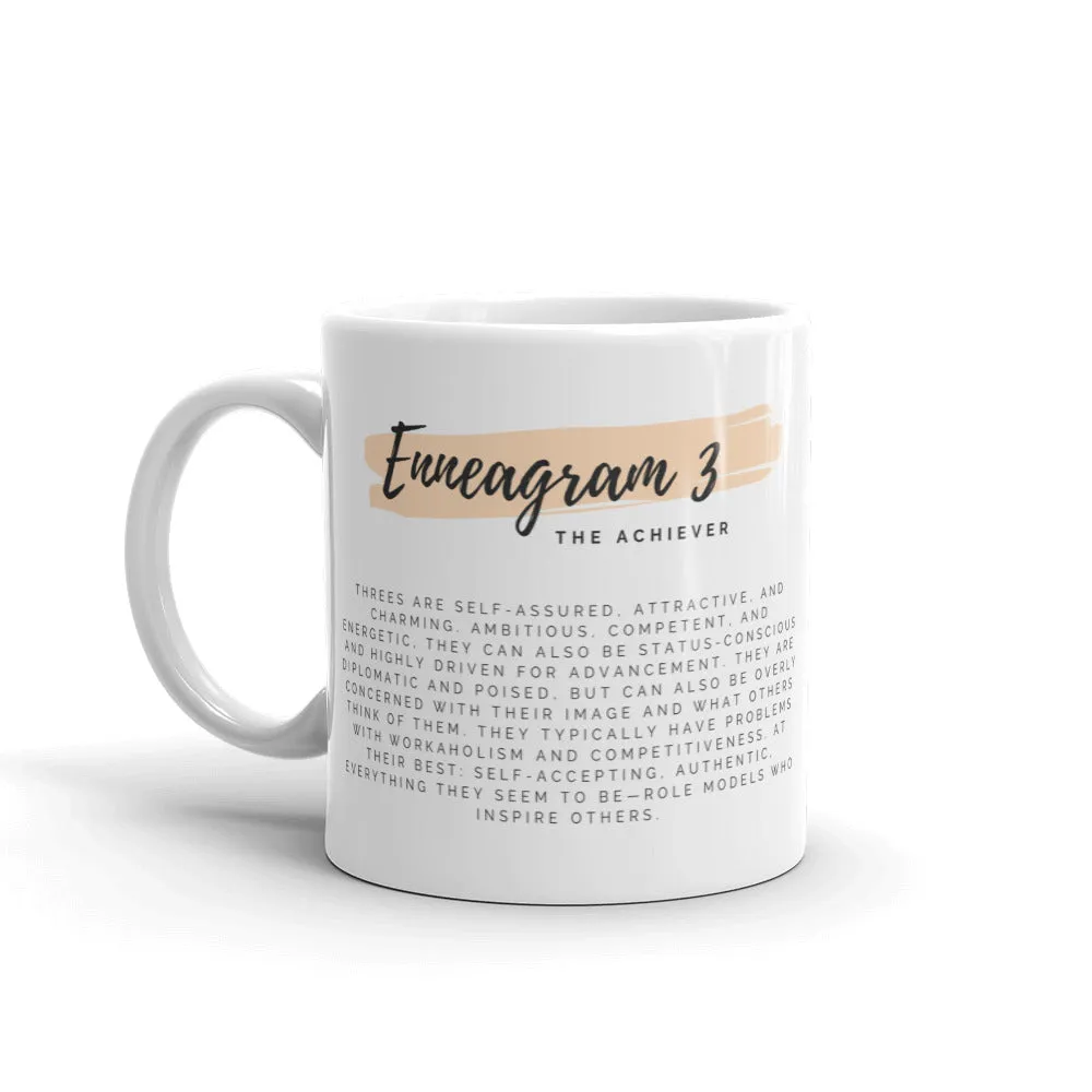 Enneagram 3 White glossy mug