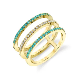 Eternity of Bliss - 18K Yellow Gold Natural Paraiba Tourmaline Ring