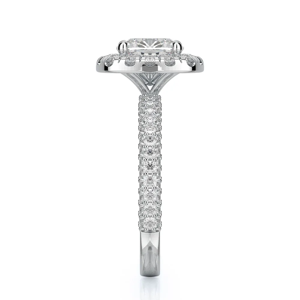 Fai 3-Sided Halo Natural Cushion Cut Diamond Engagement Ring