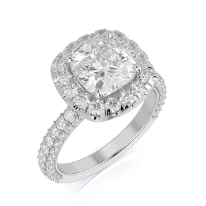 Fai 3-Sided Halo Natural Cushion Cut Diamond Engagement Ring