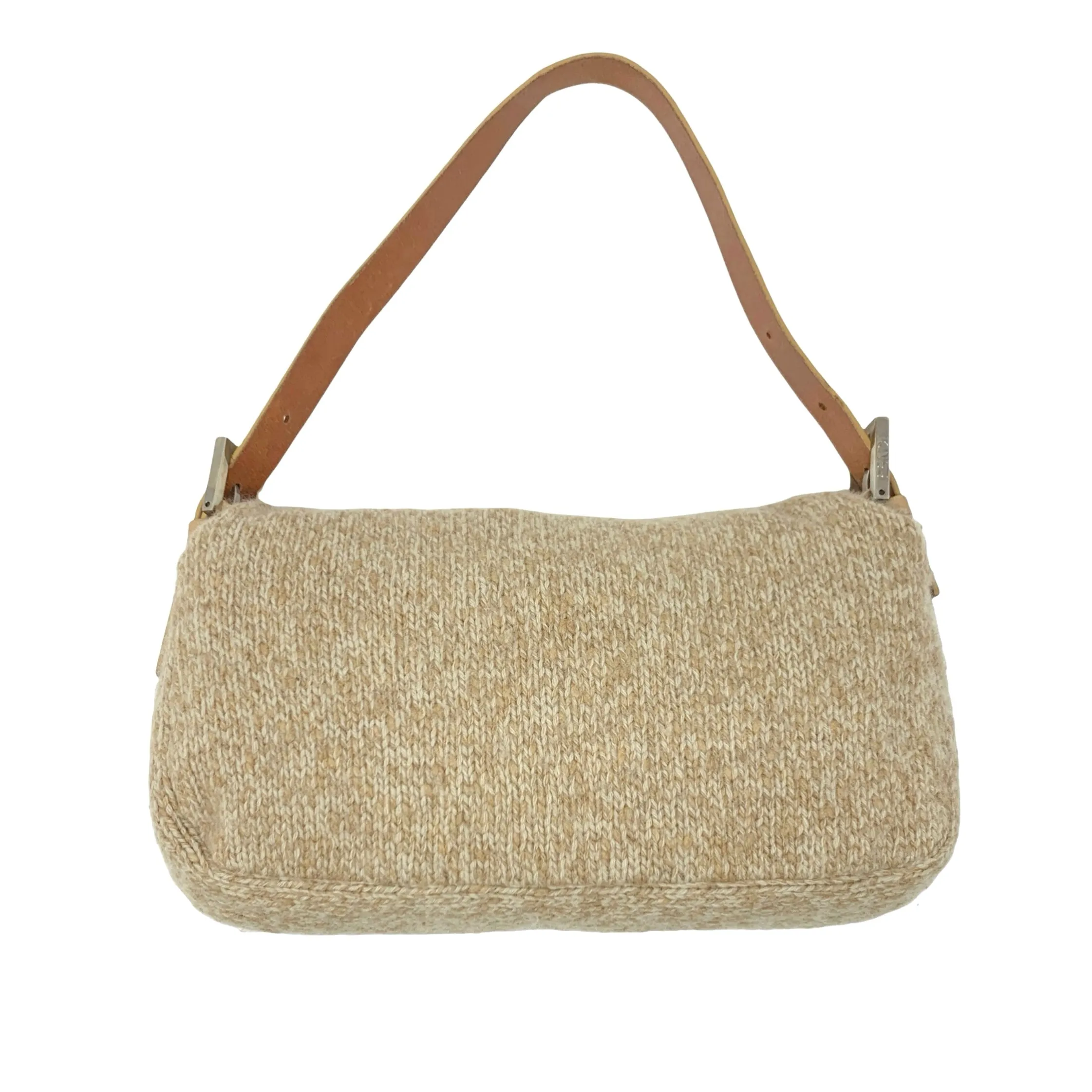 Fendi Beige Wool Baguette Bag