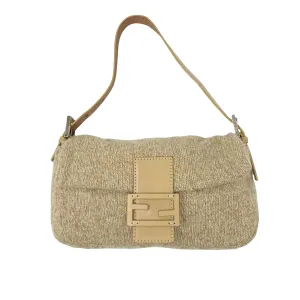 Fendi Beige Wool Baguette Bag
