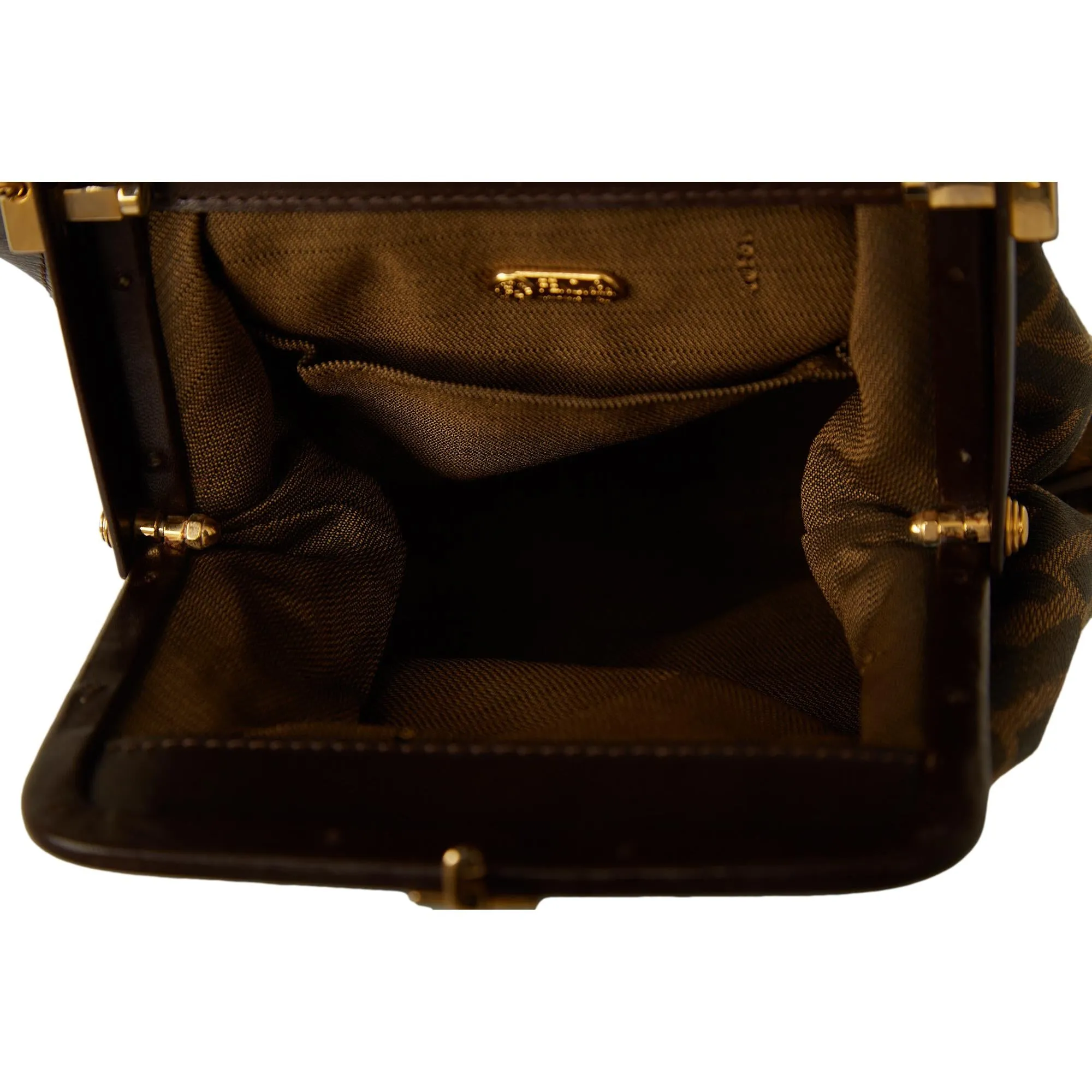 Fendi Brown Zucca Kisslock Bag