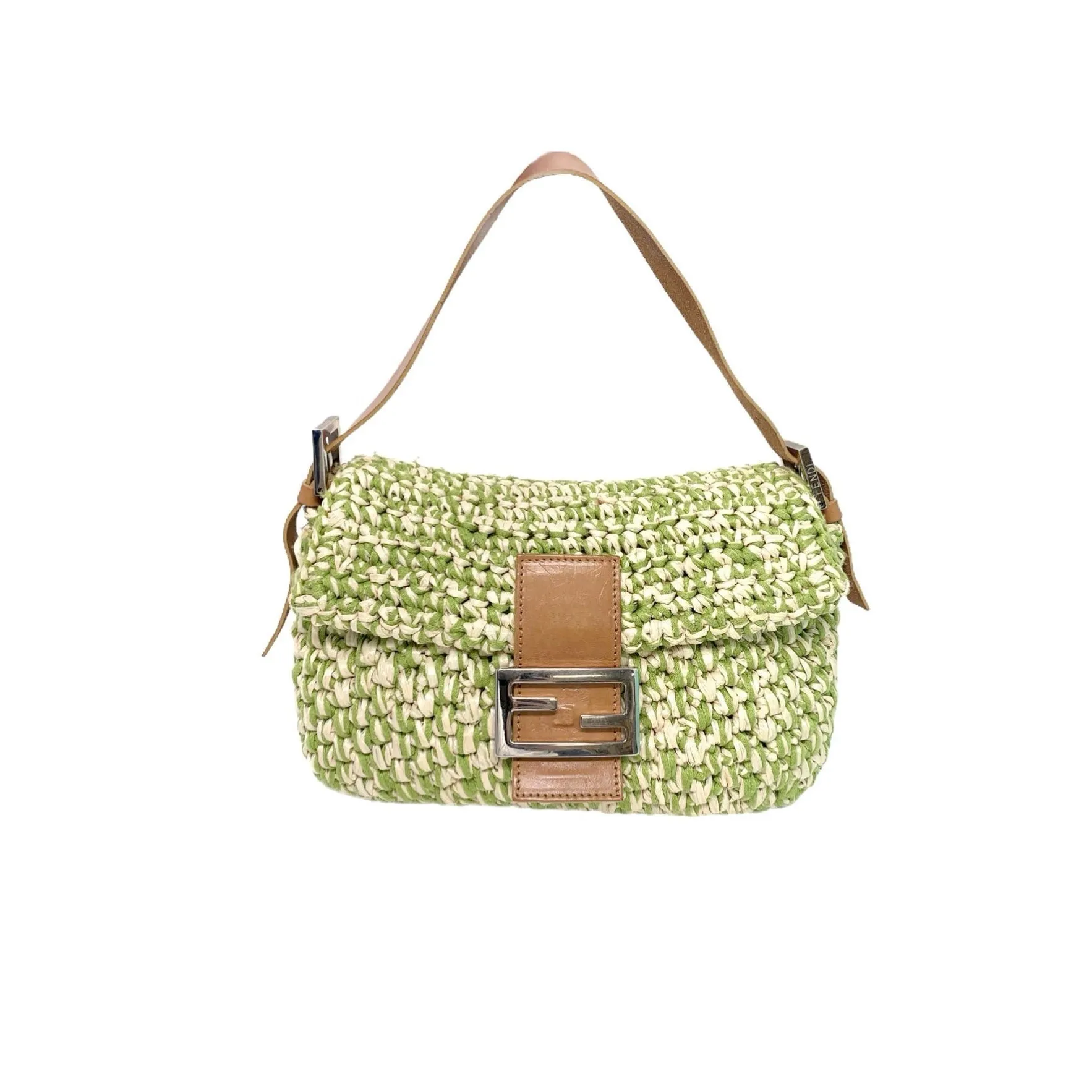 Fendi Green Braided Baguette