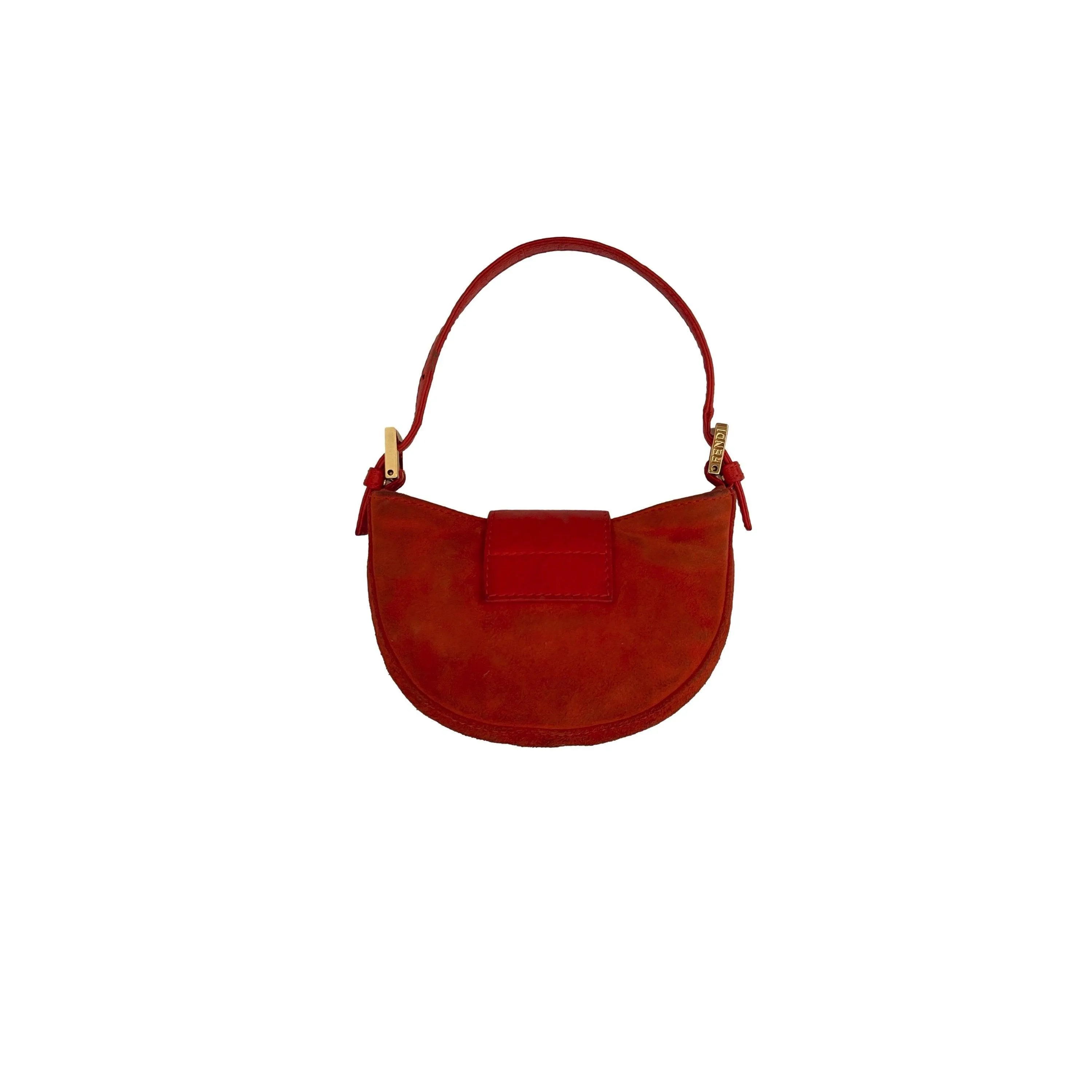 Fendi Orange Suede Mini Croissant Bag