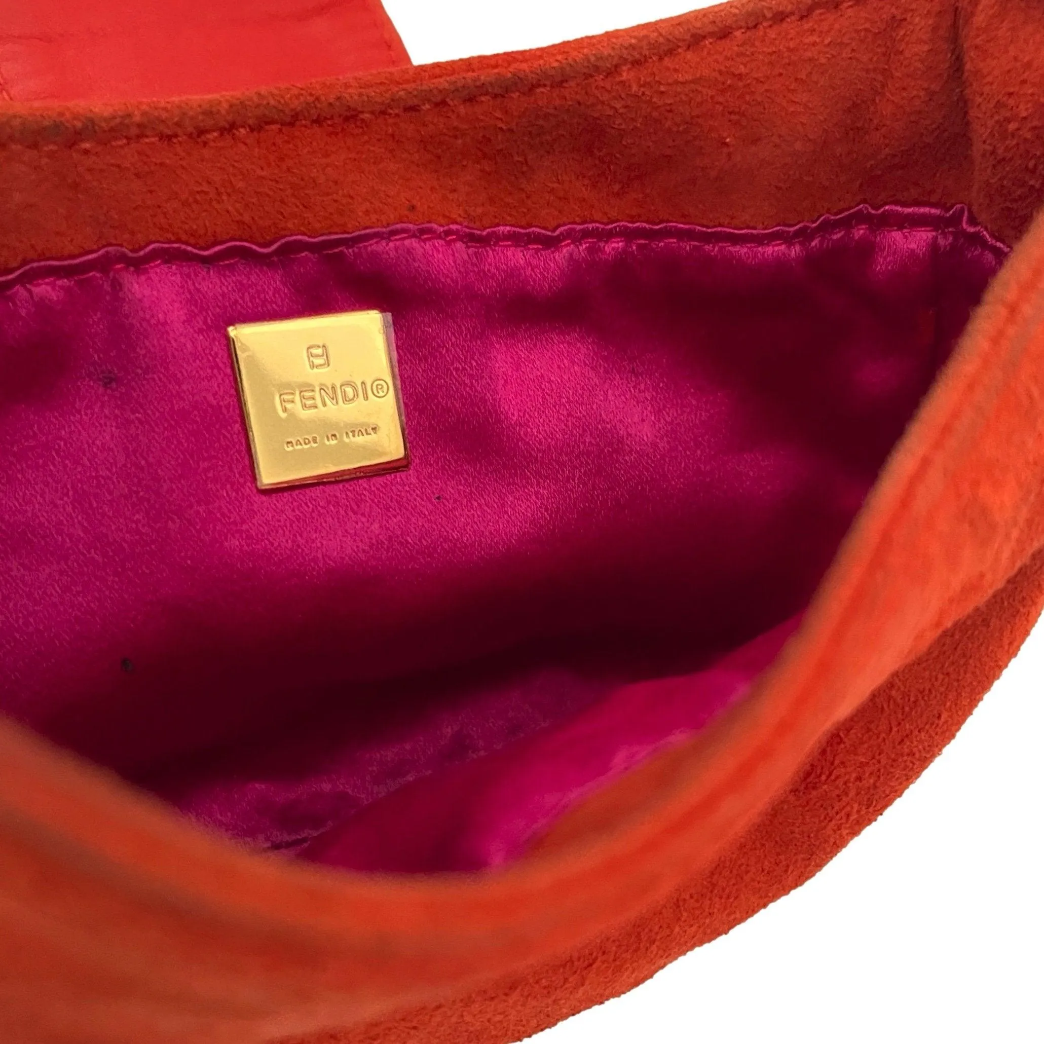 Fendi Orange Suede Mini Croissant Bag