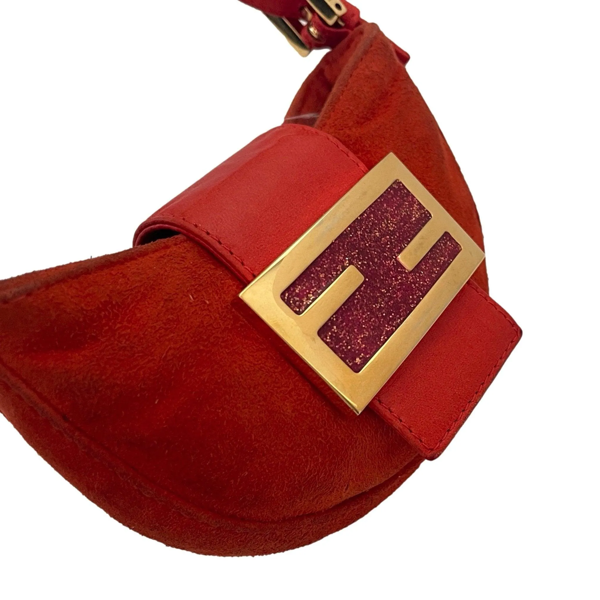 Fendi Orange Suede Mini Croissant Bag