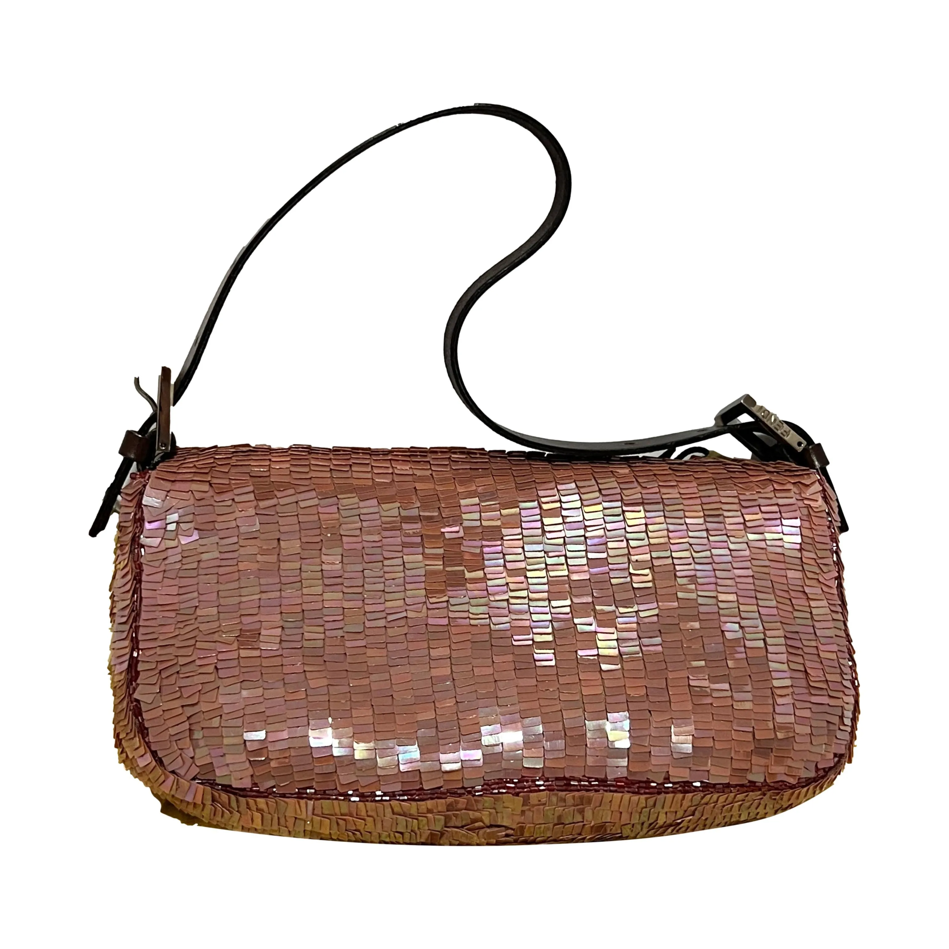Fendi Peach Sequin Baguette