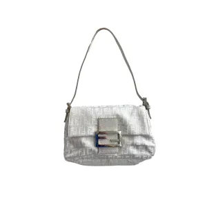 Fendi Silver Shimmer Mini Baguette