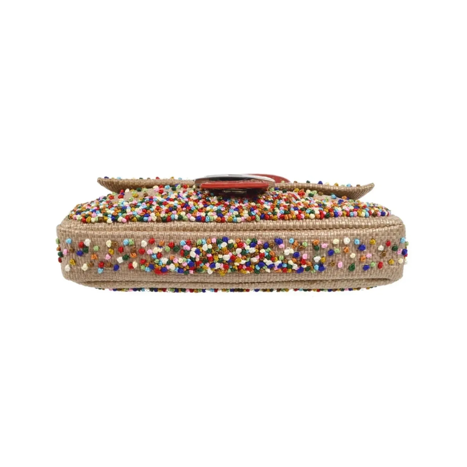 Fendi Tan Embroidered Floral Baguette