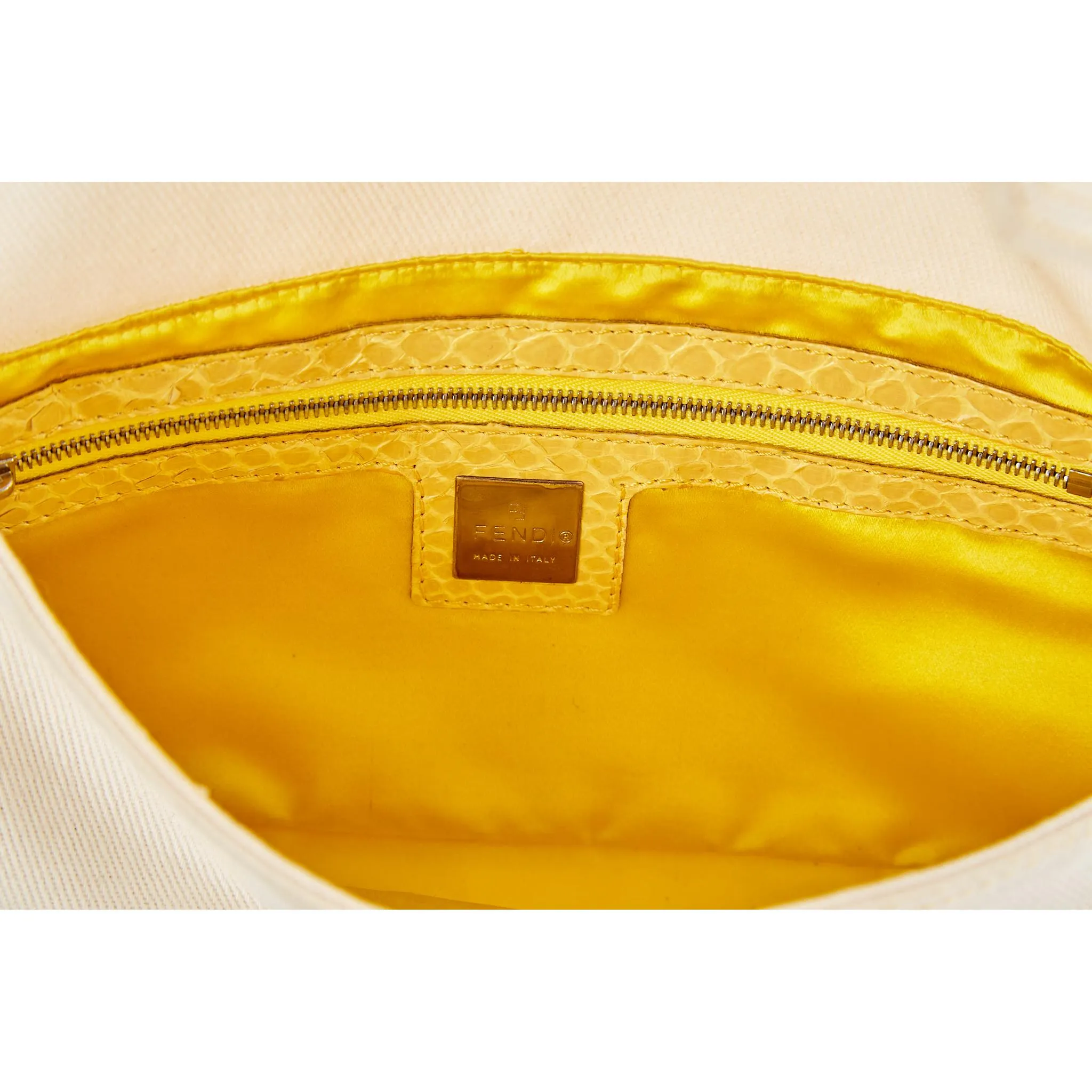Fendi White Canvas Baguette