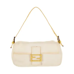 Fendi White Canvas Baguette