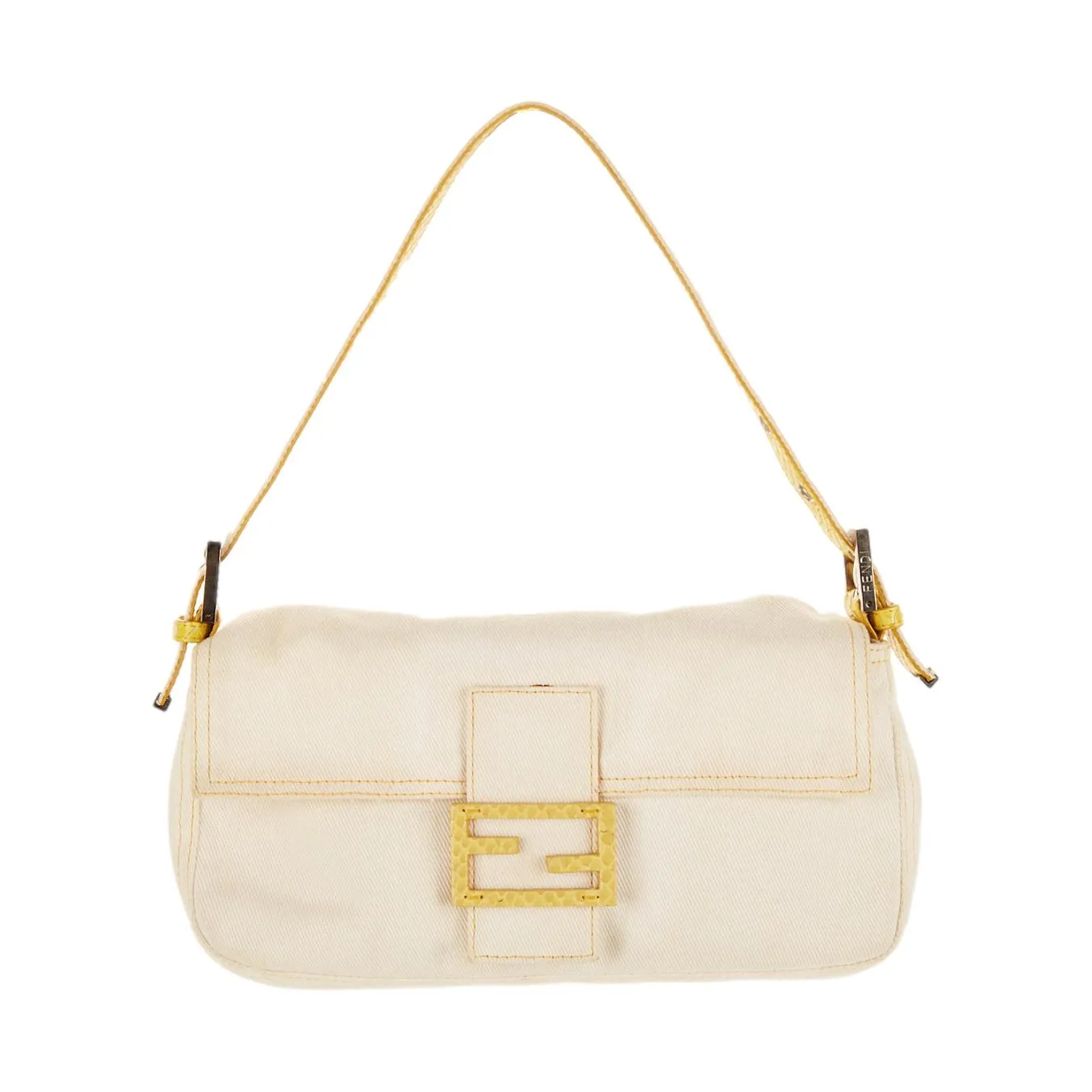Fendi White Canvas Baguette