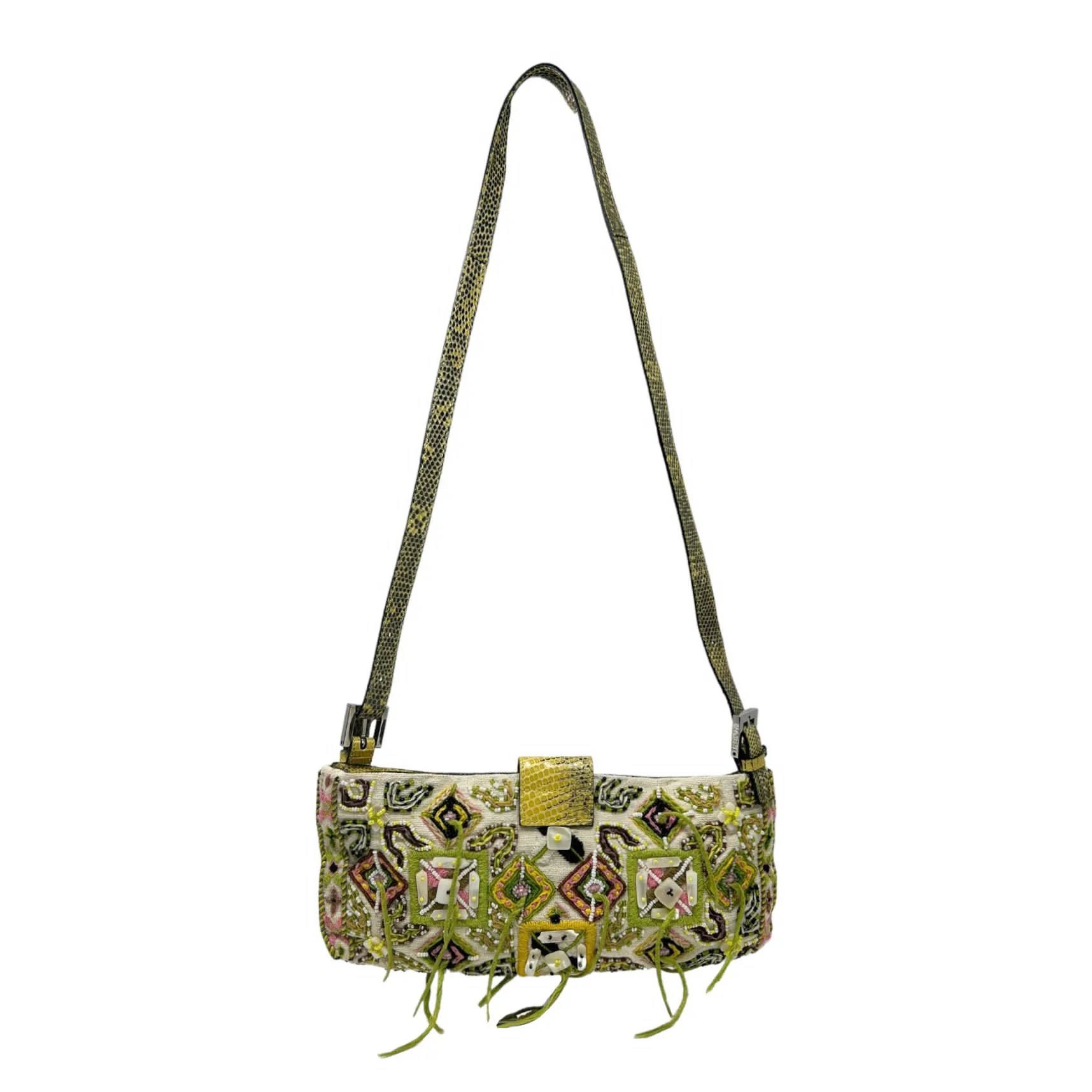 Fendi White Mini Crossbody Baguette