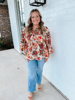 Floral Printed Fall Blouse